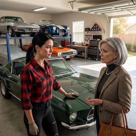 My mother-in-law walked into my garage and announced she’d sold the vintage car collection I spent 15 years building to “save the family,” and she was even bringing the buyer by tomorrow at noon, expecting me to cry and hand over the keys — I just ran my hand over the Shelby, smiled, and said, “That’s wonderful,” and the silence right after that was what really changed the air in the garage.