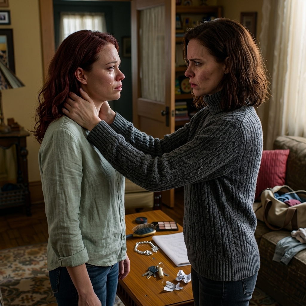 My twin sister collapsed on my porch with a split lip and finger-shaped bruises, whispering, “Next time, he won’t miss” — but what her husband never imagined was that the woman he expected to come home that night would not be the wife he had spent months teaching to fear him, and by the time he opened that bedroom door, the balance of power in that house had already changed.