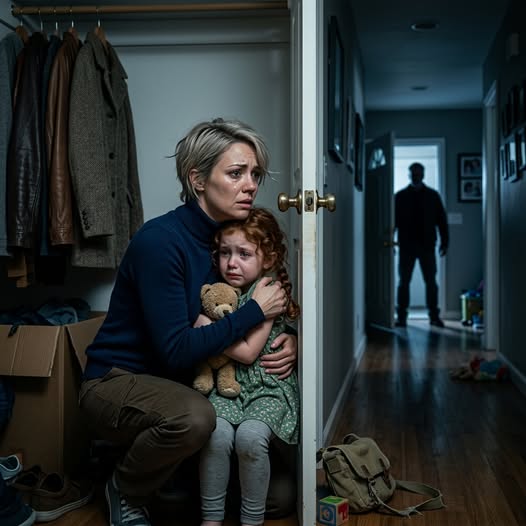 My husband came home early from his business trip. There was a knock at the door, and then a voice called out, “I’m home!” But the instant my 6-year-old daughter heard it, she grabbed my shirt and whispered in terror, “Mommy… that’s not Daddy’s voice. We need to hide.” My heart dropped. I grabbed her hand, and we slipped into the closet in the living room. And just moments later, something unbelievable happened.