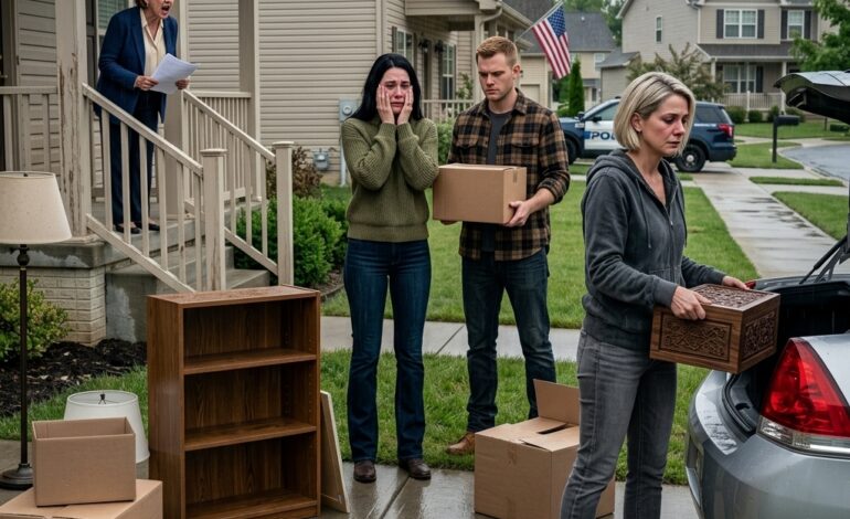 My mom told me I had 24 hours to move out and hand the house over to my sister, warning I’d be physically removed if I refused. So when they dumped my belongings onto the lawn the next morning, I didn’t cry—I laughed. A month earlier, I had already learned what my father signed… and they were about to find out in front of the whole street.