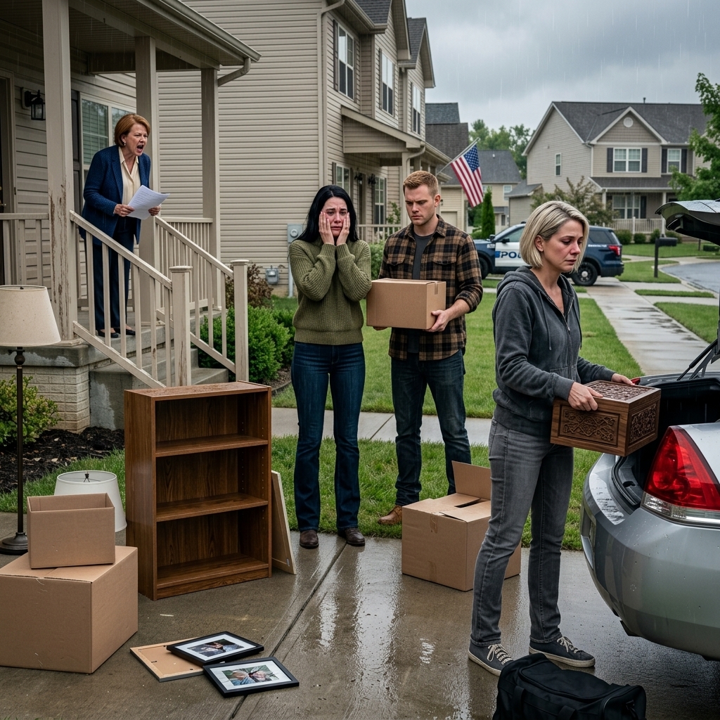 My mom told me I had 24 hours to move out and hand the house over to my sister, warning I’d be physically removed if I refused. So when they dumped my belongings onto the lawn the next morning, I didn’t cry—I laughed. A month earlier, I had already learned what my father signed… and they were about to find out in front of the whole street.
