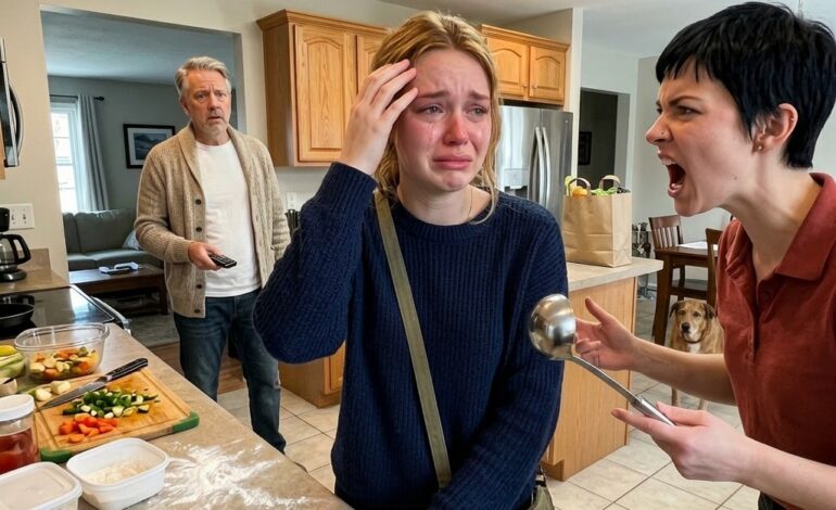 I was cooking lunch when my own sister suddenly hit me on the head with a ladle. “Who cuts like that, you useless thing?” My dad just turned the TV volume up louder. But when five minutes later a loud crash came from the kitchen, he ran there… and froze.