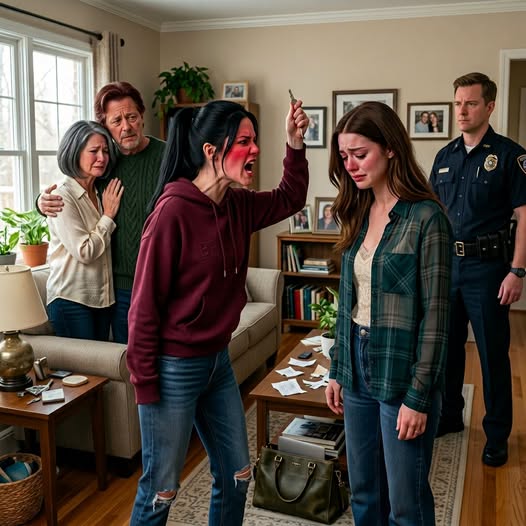 I bought my $550,000 house in secret because, deep down, I knew my own family would try to take it the moment they found out. Then one day I came home and froze—my sister was already inside, using a stolen spare key, moving my furniture and rearranging my belongings like she had every right to claim my home as hers. That was the moment I understood this was no longer family conflict but outright betrayal, so I called the police—and what happened next changed everything.  I purchased my house without telling my family, and somehow that decision offended them long before they even knew it had happened.  The house sat at the end of a quiet street in Raleigh, North Carolina—blue-gray siding, white trim, a wide front porch, and a fenced backyard big enough for the dog I kept promising myself I’d adopt once life finally felt steady. It cost $550,000, more money than I had ever imagined spending on anything, but I was thirty-four, a senior project manager at a medical software company, and I had spent twelve years building a life no one in my family had ever helped me create.  My name is Lauren Pierce, and I learned early that in my family, privacy was treated like betrayal whenever it kept someone else from using what belonged to me.  My younger sister Jenna had always lived as if other people’s boundaries were temporary inconveniences. She borrowed money she never repaid, moved in “for a few weeks” and stayed for months, cried when confronted, and somehow ended every conflict positioned as the one who had been hurt. My mother, Elaine, called her spirited. My father, Robert, called her unlucky. I called her exactly what she was: a grown woman trained by my parents to believe consequences were optional.  So when I finally began house-hunting, I told no one except my realtor, my attorney, and my best friend, Tessa. I bought the place, changed the locks the day I closed, installed cameras, and kept the address off social media. I told myself it was just caution.  Then six weeks later, I pulled into my driveway after work and saw a silver Honda parked crookedly along the curb.  Jenna’s car.  I stopped so abruptly my coffee slid off the passenger seat. The front door was unlocked.  Inside, I froze.  My living room had been rearranged.  My cream sofa was shoved against the opposite wall. The bookshelf I had spent an entire Saturday assembling was half-empty. Two framed prints were stacked on the floor. My dining chairs had been moved into the kitchen, and three cardboard boxes labeled JENNA – BEDROOM sat beside the staircase.  From upstairs I heard drawers opening and closing.  Then my sister’s voice drifted down, light and casual.  “Mom, the guest room is smaller than I thought, but I can make it work.”  For a second, I truly couldn’t move.  Then Jenna appeared halfway down the stairs, holding one of my throw blankets and wearing that same infuriating expression she used when she believed the hardest part—taking what she wanted—was already done.  “Oh,” she said with a smile. “You’re home early.”  I stared at her. “What are you doing in my house?”  She rolled her eyes like I was the problem. “Relax. Mom said you’d be dramatic at first.”  At first.  That phrase told me everything. This wasn’t impulsive. This was a decision made without me.  I looked past her and saw my jewelry dish from the bedroom now sitting on the hallway console downstairs. My mail had been moved. My closet upstairs stood open.  Something inside me went cold.  “Where did you get a key?” I asked.  Jenna shrugged. “The spare one. Dad still had it from when he helped with your move.”  I had never given my father a spare key.  That was when I realized this wasn’t just a sister crossing lines. It was theft. Unauthorized access. Entry based on entitlement.  I pulled out my phone.  Jenna’s smile flickered.  “Lauren, don’t be insane.”  I looked her straight in the eye and pressed call.  “911,” I said when the operator answered. “My sister broke into my home, and she’s inside moving her belongings in.”  Jenna’s expression changed the moment she realized I was serious. Not guilty. Not ashamed.  Offended.  She rushed down the stairs, blanket still in her arms, and hissed, “Hang up right now.”  I stepped back toward the front door, keeping space between us. “No.”  “This is family.”  “This is trespassing.”  The operator asked if I felt threatened. I answered calmly, gave my address, and said I believed entry had been made using a stolen or unauthorized key. Jenna paced in tight circles, then grabbed her phone and called our mother before I even ended my own call.  “Mom, she actually called the cops,” she said, her voice rising theatrically. “No, seriously. She’s doing this. She’s acting crazy.”  I ended the call and stood still, trying to steady my breathing while taking in the damage around me. It wasn’t just the furniture. She had already planted small claims everywhere. A ceramic bowl with her keys and lip balm sat on my entry table. Her coat hung over the banister. She had placed a framed photo of herself and her son on my kitchen counter like a flag.  My mother arrived before the police did.  Of course she did.  Elaine swept through the open front door in a linen pantsuit and oversized sunglasses, even though it was nearly six in the evening. She stopped when she saw me standing in the middle of the room and Jenna near tears on the sofa.  “What have you done?” she demanded.  I let out a short, disbelieving laugh. “I called the police because Jenna broke into my house.”  Elaine looked around like the answer was obvious. “She did not break in. Your father had a key.”  “No, he didn’t.”  “He must have. Jenna had one.”  The logic would have been funny if it weren’t my life.  I folded my arms. “I never gave Dad a key. So either you copied one without permission, or you took it from somewhere in my belongings. Which is it?”  My mother’s expression hardened. That was always her turning point—when concern dropped and entitlement took over.  “You have three bedrooms,” she said. “Jenna and Mason are struggling. This house is too big for one person. Family helps family.”  There it was.  Not an apology. Not an explanation. Just redistribution, as if my home were an extra coat I was selfishly refusing to share.  “Did you ask me?” I said.  Elaine scoffed. “You would’ve said no.”  “Yes.”  Jenna stood up, wiping at dry eyes. “See? You admit it. You’d rather let your nephew suffer than let me stay here temporarily.”  I looked at the boxes by the stairs, the shifted furniture, the blanket in her arms, and almost admired the scale of the lie.  “Temporary?” I said. “You’ve already assigned yourself rooms.”  Before either of them could answer, red and blue lights flashed through the windows.  The silence that followed was almost perfect.  Two officers came in first, then a third a moment later. One of them, Officer Ramirez, asked who had made the call. I stepped forward. Jenna tried to speak at the same time, but he held up a hand and listened to me first.  I explained that I owned the house, that my sister had entered without permission, that my belongings had been moved, and that I had never authorized her to live there. I showed him the property app on my phone, my closing documents in email, and a text my father had sent two weeks earlier asking a strangely casual question: Still keeping that emergency key in the side planter?  I had ignored it at the time.  Now it made sense.  Officer Ramirez asked Jenna if she had permission to be there. She glanced at our mother before answering.  “Mom said it was fine.”  He looked at Elaine. “Does she own the property?”  Elaine lifted her chin. “No, but I’m her mother.”  The officer’s expression didn’t change.  “That is not the same thing.”  For the first time that evening, Jenna looked unsure.  And it got worse when Officer Ramirez asked the question that broke their story apart:  “How exactly did you get inside?”  Jenna hesitated just long enough to give everything away.  Then she said, “Dad gave me the spare.”  Officer Ramirez turned to me. “Did you authorize your father to have or distribute a key?” “No.”  He nodded once and started writing.  My mother stepped forward, suddenly eager to smooth things over now that consequences had badges and paperwork. “This is being blown out of proportion. We’re talking about sisters. There’s no criminal intent here.”  The officer looked around the room—the moved furniture, the unpacked boxes, the personal items placed throughout the house, the drawers upstairs left open.  “With respect, ma’am,” he said, “someone entered a residence without the owner’s permission and began taking control of the space. That’s not a misunderstanding.”  Jenna’s confidence finally cracked. “I wasn’t stealing anything,” she said. “I just needed somewhere to stay.”  I answered before anyone else could. “Then you could have asked.”  That shut her down because it was true—and truth is hardest to argue when witnesses are present.  The police had her step outside while they took statements separately. My mother kept interrupting, which only made things worse. By the time my father arrived—breathing hard, angry, still in his work polo—the officers already understood the pattern.  Robert admitted he had taken the key.  At first he claimed I had “left it around” during moving week. Then, under pressure, he admitted he had copied it from the temporary lockbox key I had once given him months earlier to bring in a bookshelf. He had kept the copy “just in case.” When Jenna was evicted after falling behind again, my parents decided my house was the obvious solution.  Without asking me.  Because, as my father put it, “Lauren always has her life together.”  That sentence hit harder than the break-in.  Not because it was new—but because it explained everything.  I had worked harder, planned better, and protected my peace so consistently that my family had turned my stability into shared property. Jenna got rescue. I got assumptions.  The officers gave me a choice: I could formally trespass Jenna from the property, and I could file a report documenting unlawful entry and unauthorized key duplication. I said yes to both.  My mother stared at me like I had become someone else. “You would do this to your own sister?”  “No,” I said. “I would do this for myself.”  Jenna wasn’t arrested that night, but she was ordered to remove everything immediately and warned that returning without permission would result in arrest. My father was cautioned about the copied key, and the report documented the attempted unlawful entry. It was enough—for a restraining consultation with my attorney the next day, enough to change every lock, upgrade every camera, and send certified letters making it clear none of them had access to my home again.  The fallout was exactly what happens when entitlement finally meets a boundary. My mother called me cruel. My father called me unforgiving. Jenna told relatives I had “chosen a house over family,” which might have worked if she hadn’t literally tried to move into it behind my back.  I stopped responding.  Three months later, I adopted the dog.  A black-and-white mutt from a rescue shelter with one bent ear and cautious eyes. I named him Bishop. The first night he curled up against the couch Jenna had tried to claim, I sat in the quiet living room and realized the house finally felt fully mine—not just because I had bought it, but because I had defended it.  What happened after I called the police changed everything because it forced the truth into the open.  This was never about a struggling sister needing help.  It was about a family that believed my boundaries were negotiable, my success was available for redistribution, and my home was just another asset they could assign to whoever demanded more.  They thought they were solving Jenna’s problem.  Instead, they ended their access to me.  And in the end, that house became exactly what I had intended it to be:  Not just a home.  A line no one in my family could cross again.