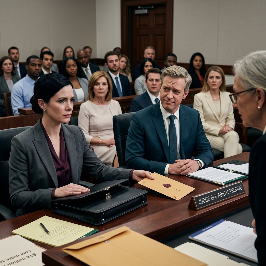 Ten minutes into our divorce trial, my lawyer husband stood in a packed Atlanta courtroom, laughed in my face, and demanded half of my $12 million company plus the sacred trust my late father left me while my own mother and sister sat behind him smiling like they had finally watched me break