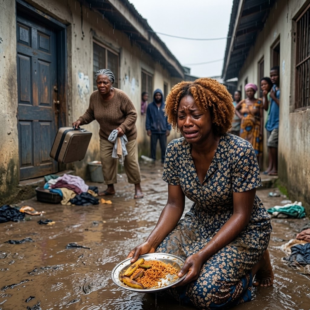 I was standing in front of my mother-in-law’s house, holding a plate of half-eaten rice that she had just spat on.