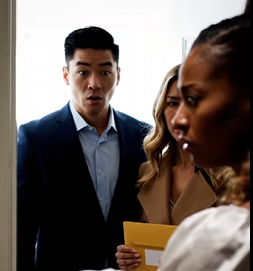 Six months after our divorce, my ex-husband showed up at my door with his fiancée and their wedding invitation. But the moment he saw the newborn in my arms, his face went pale and he rushed past her in panic…