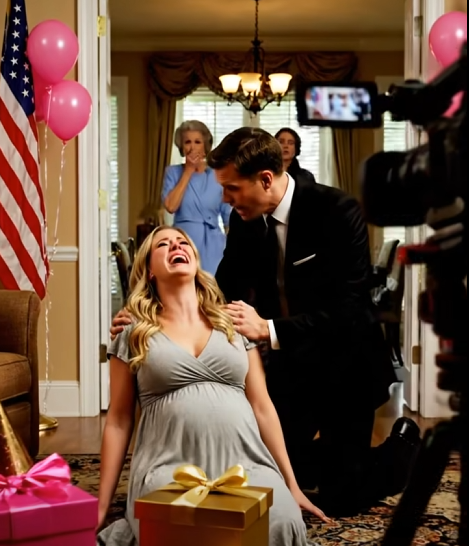 Mom walked into my baby shower and said coldly: ‘you think you can give birth before your sister? never! the only real grandchild is hers!’ then she lifted her foot toward my pregnant stomach. i curled up in pain as my sister sipped her wine and smirked. dad added: ‘some daughters just don’t know their place!’ sister said: ‘no one needs an unwanted child in this family, right?’ when i tried to protect my belly my mother kicked me again harder: ‘stay down!’ my sister threw her wine glass at me: ‘you’re ruining everything!’ father-in-law who was there stepped on my hand: ‘learn some respect!’ i was crying on the floor while all my guests stood frozen in shock. then a low voice came from behind the crowd. everyone turned around and their faces turned pale when they saw…