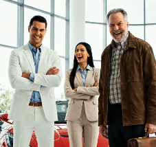 The old man walked into the dealership dressed like a joke.