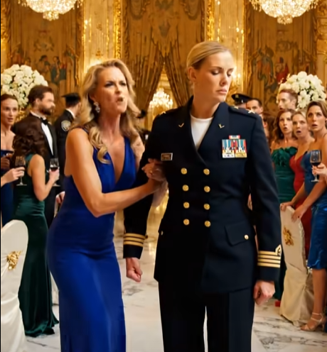 🔥 I walked into my sister’s black-tie celebration after thirty-six straight hours inside a locked military bunker, and before I could even reach my father she grabbed my arm, looked at the oil on my sleeve like it was something contagious, and whispered, “Leave that trashy uniform outside,” not knowing the very people she was trying to impress were about to stop the whole room for me.